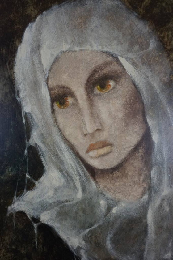P.Petit. Portrait of the girl. – Paintings & Drawings, Wood (photo 2 of 6)