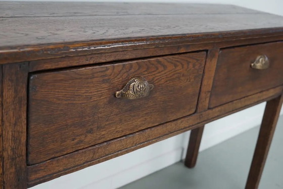 Image 1 of Vintage Franse rustieke landelijke eikenhouten bijzettafel