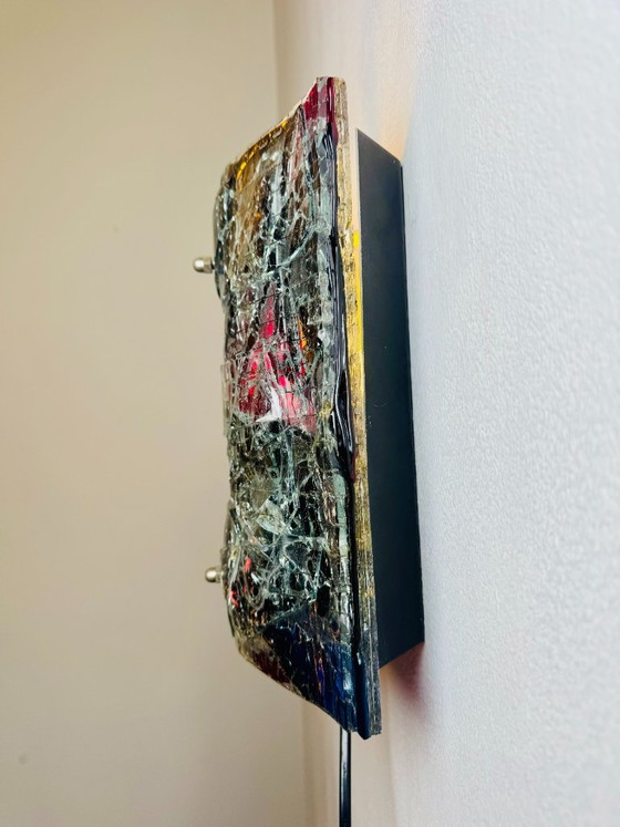Glass Fused Wall Lamp by Glasstudio Van Tetterode, The Netherlands, 1950s – Wall lights, Aluminium (photo 4 of 7)