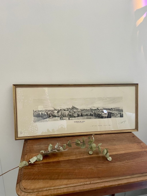 Magnificent lithograph of Metz, signed C. MASSON 1975