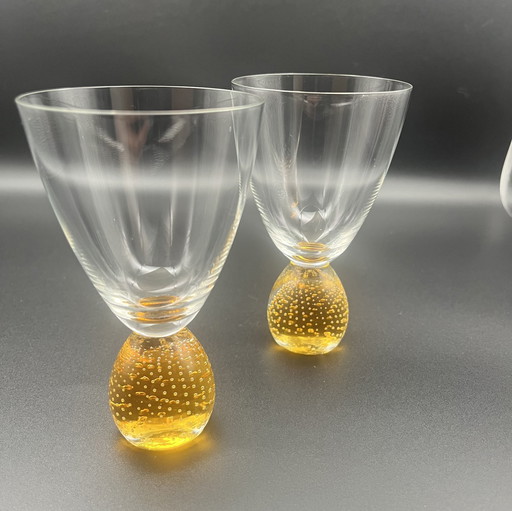 Vintage Italy Murano Wein Gläser 60er mit Blasendekor