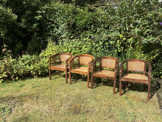 4 x Dining Chairs – Merk onbekend, Rattan, Wood (photo 2 of 5)