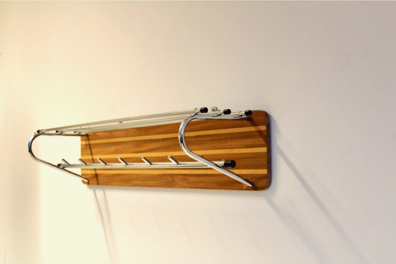 Houten en Chromen Nederlandse Wandkapstok, Kapstokken (foto 4 van 6)