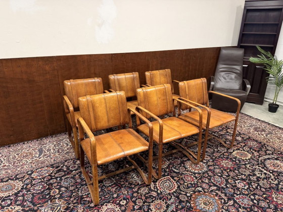 Sedia in Pelle Stile Ralph Lauren con Fibbia - Jacques Adnet – Sedie da pranzo, Leather (photo 5 of 14)