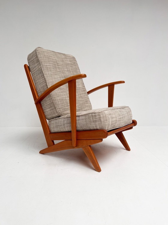 Image 1 of Poltrona in legno con struttura a fuso, stile metà secolo, anni '60 (singola unità)
