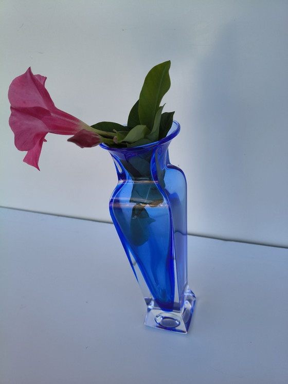 Vase en verre Murano Sommerso Flavio Poli, Bleu (photo 2 sur 8)
