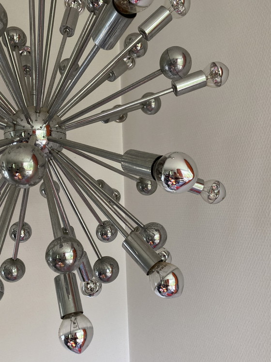 Image 1 of Chroom Sputnik Space-age kroonluchter uit de jaren 70 extra groot model