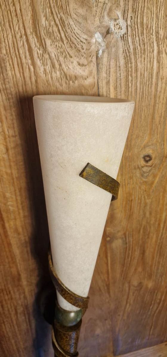 Image 1 of 2 fackelförmige Wandlampen aus Antikglas