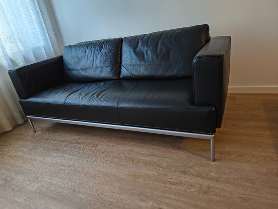 Stilvolles Ledersofa Easy FSM SO195, 2 Sitzer Sofas, Schwarz (Foto 5 von 5)