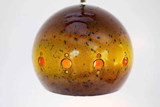 Image 1 of Suspension vintage émaillée attribuée à Hustadt Leuchten, années 1970