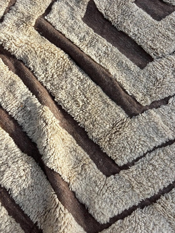 Image 1 of Modern Marokkaans Mrirt-tapijt 200x300 cm – Crème wollen textuurdesign – Handgemaakt in Marokko