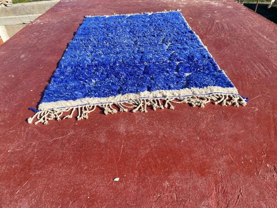 Beni Ouarain Berber rug in Majorelle blue, 250x150 cm, natural wool, Rugs & carpets, Cotton, Scandinavian (photo 4 of 8)