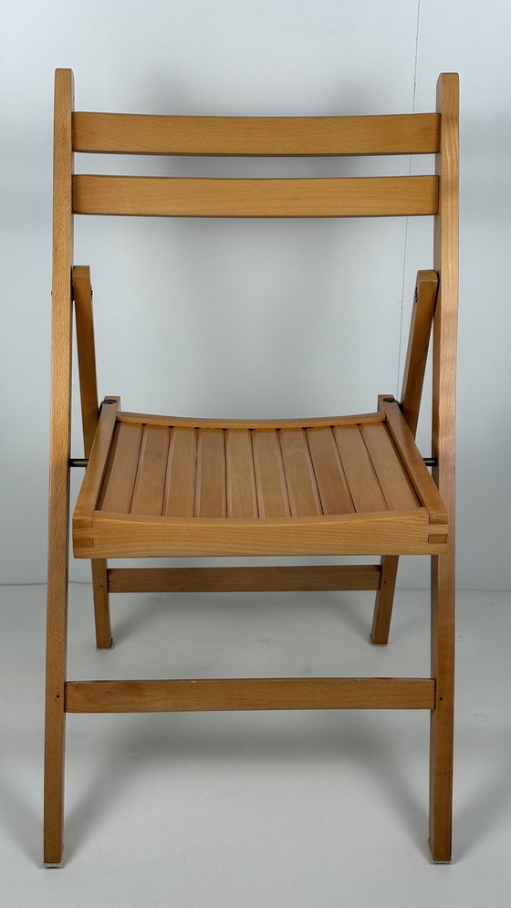 Image 1 of Vintage Japandi bistro folding chair wood 70s slatted seat