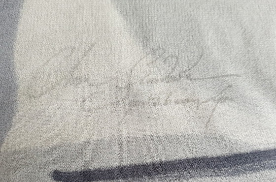 Image 1 of Carré de mousseline de soie Christian Martin signé neuf dans sa pochette d'origine peint à la main