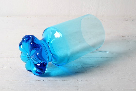 Image 1 of Ensemble de 4 verres vintage uniques bleu vif / Verres rares et massifs / Italie / Années 1960