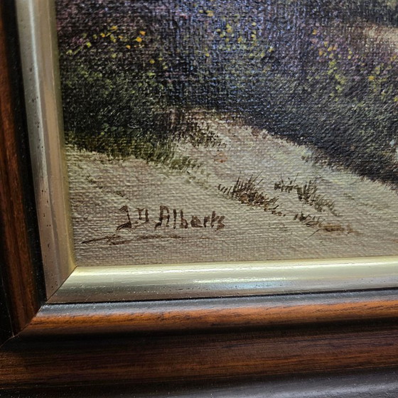 Image 1 of Paisaje de brezal con redil, firmado por J.G. Alberts.