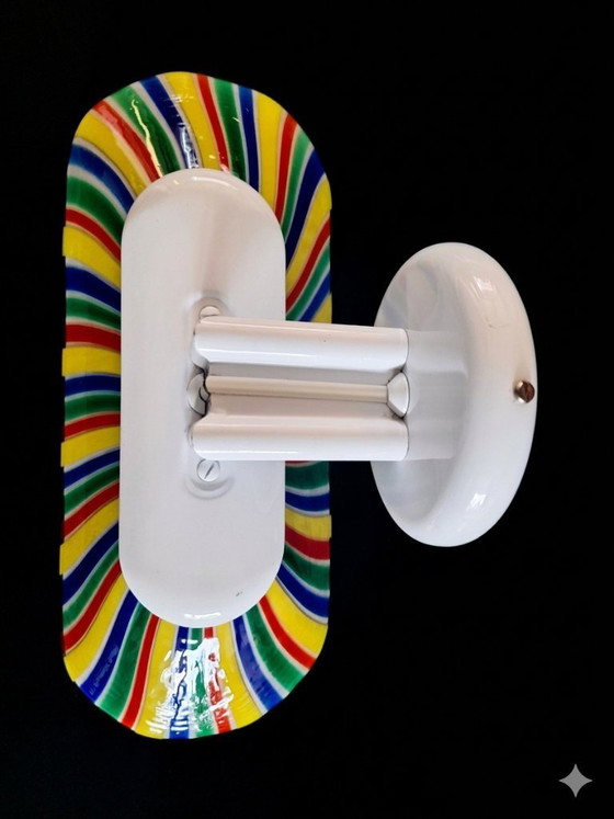 Image 1 of Vintage Murano circus stripe wall lamp