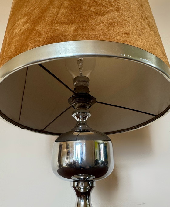 Image 1 of Velvet Chromed Metal Lamp 60s