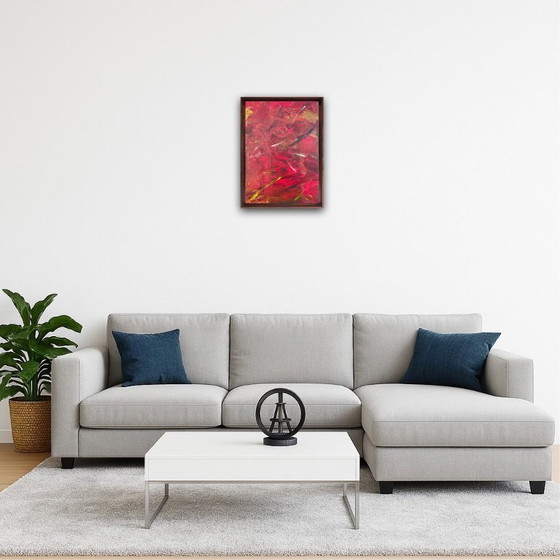 Image 1 of Abstract acrylic artist painting on canvas frame 46x33cm.