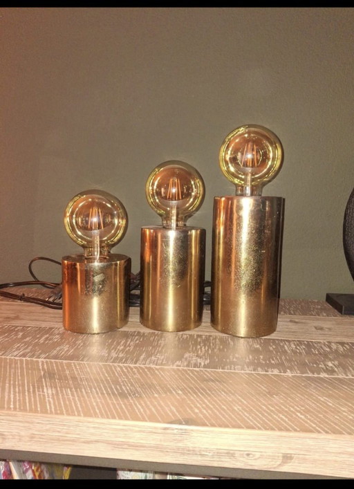 Luxury set of 3 Colmore table lamps – gold-colored – various heights – tafellampen, Other (photo 2 of 5)