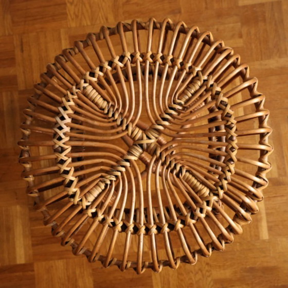 Image 1 of ❤️Vintage rotan krukje, cultureel meubilair uit de DDR, midden van de 20e eeuw