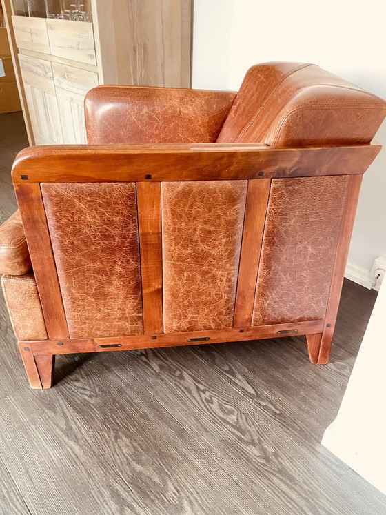 Schuitema – Poltrona in legno massello e pelle in stile Arts & Crafts/Mission. – Poltrone, Leather (photo 3 of 5)