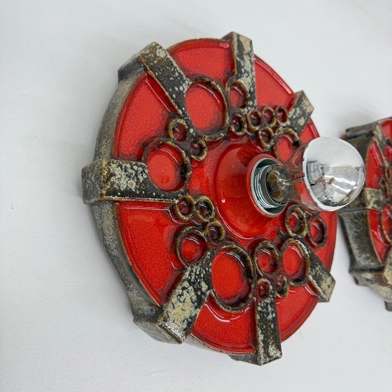 Image 1 of Pareja de apliques de cerámica Hustadt Leuchten , años 70