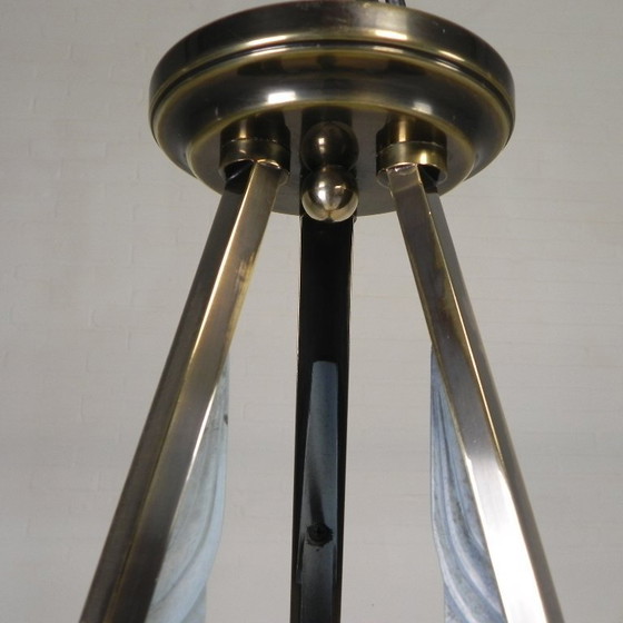 Image 1 of Lampada a sospensione in stile Art Déco con ciotola in alabastro, anni '80