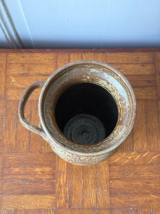 Vintage speckled enameled ceramic Vase (photo 7 of 9)