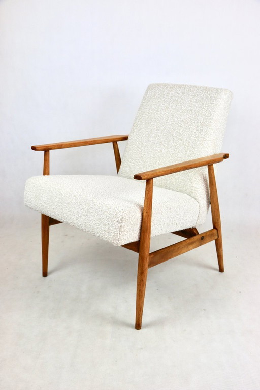 Chaise facile Fox en bouclette blanc ivoire, 1970