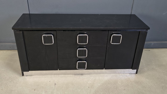 Image 1 of Vintage black wooden cabinet, 1970s 