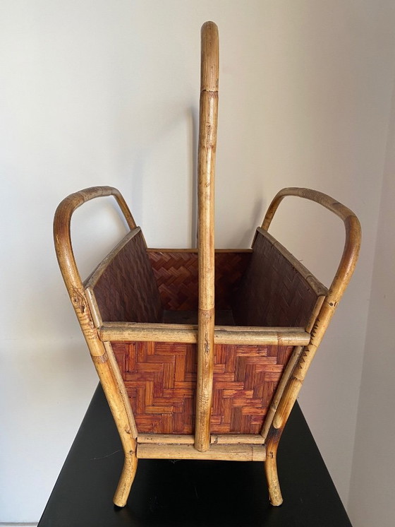 Image 1 of Mid Century Zeitschriftenständer – Franco Albini Stil – Rattan & Bambus | 1960er