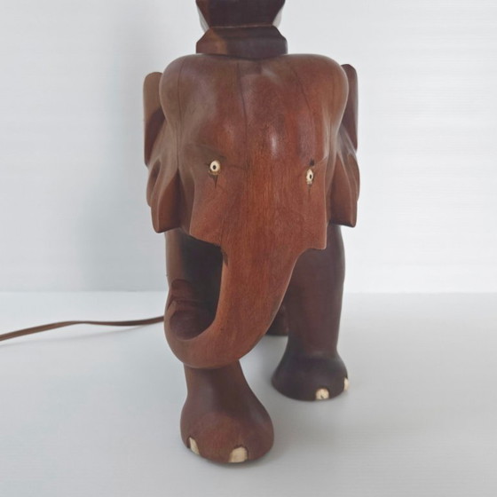 Image 1 of MAGNIFIQUE LAMPE ELEPHANT VINTAGE ART DECO 1940 1950 EN BOIS MASSIF 40S 50S
