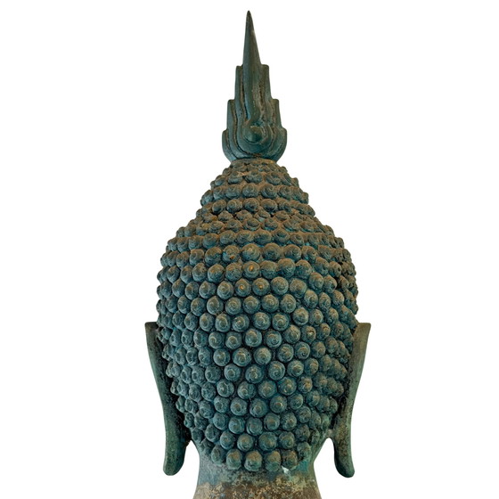 Monumental Thai Bronze Buddha – Sukhothai Style – Dated 1961 – 190 cm – Sculpture (photo 12 of 20)