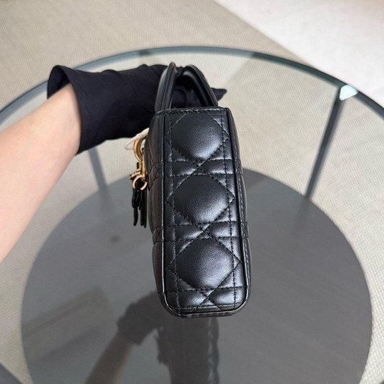 Image 1 of DIOR D-JOY MEDIUM - PELLE DI AGNELLO CANNAGE, NERA, FERRAMENTA DORATA