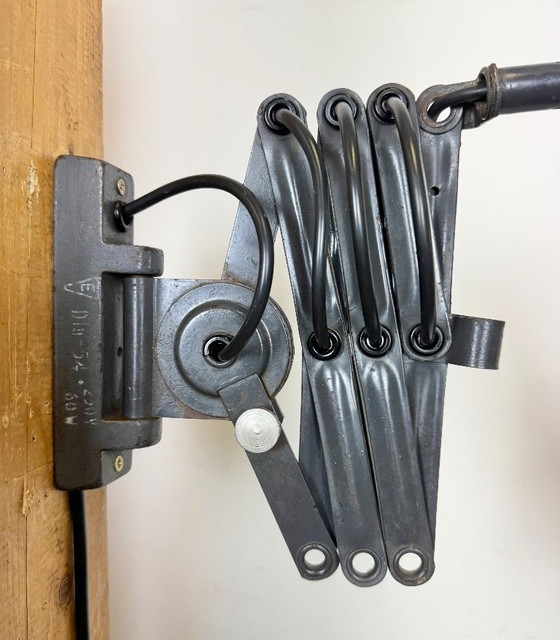 Image 1 of Dark Grey Industrial Scissor Wall Lamp from Elektroinstala, 1960s