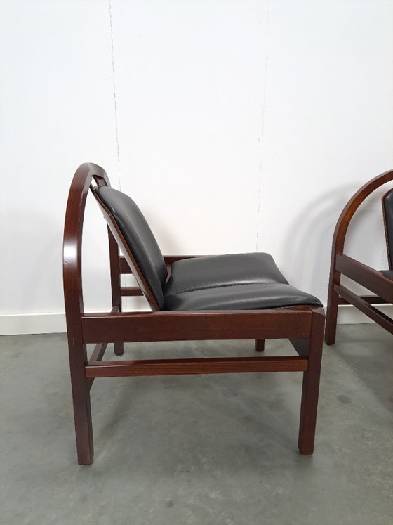 Image 1 of Ensemble de fauteuils en cuir noir Argos, Baumann France