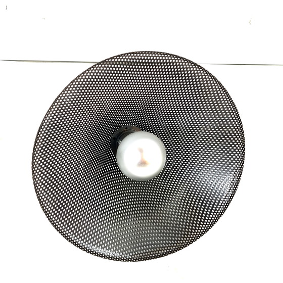 Image 1 of Vintage pendant lamp Memphis Milano 80s perforated black