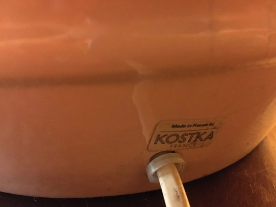 Rosa Keramiklampe – Kostka, Tischlampen, Porzellan, Vintage (photo 12 of 12)