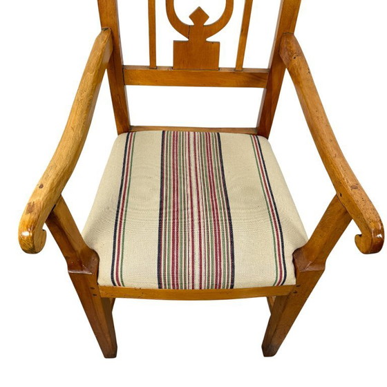 Image 1 of Niederländischer Empire-Sessel mit Lyra-Rückenlehne aus Kirschholz