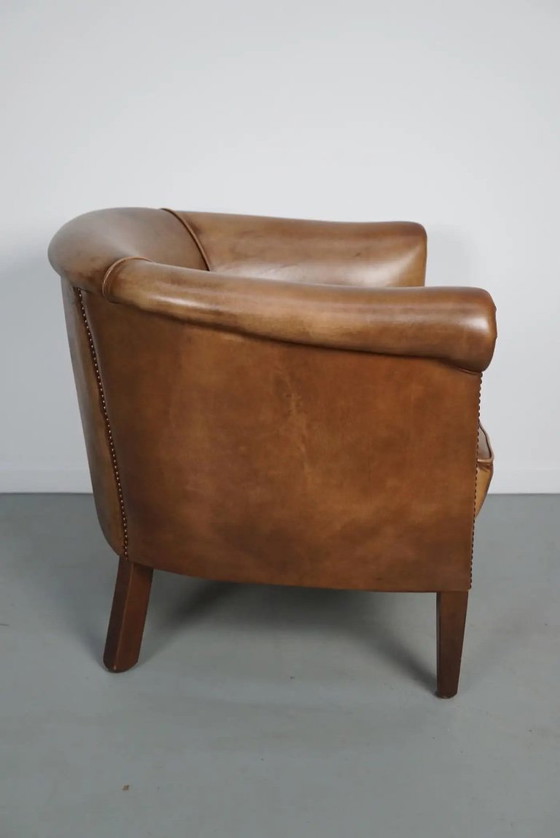Image 1 of Vintage Nederlandse clubfauteuil van cognackleurig leer