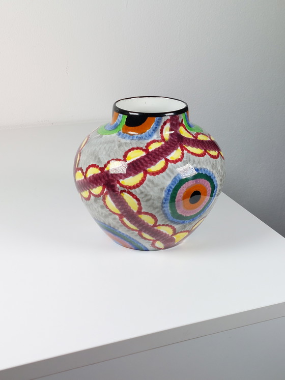 Image 1 of Hand-painted Art Deco Schramberg Eva Stricker Zeisel vase tapestry