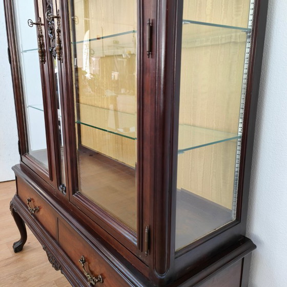 Image 1 of Vitrine, buffet, vaisselier, meuble mural de style Chippendale vintage