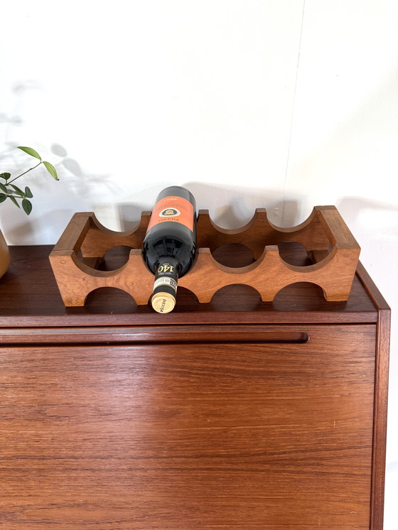 Image 1 of Vintage teakhouten wijnrek ‘60
