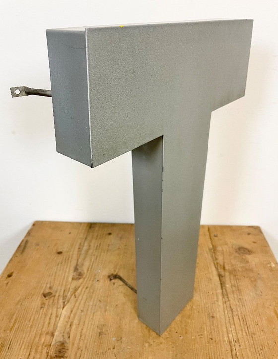 Image 1 of Large Vintage Grey Iron Facade Letter T, 1970s