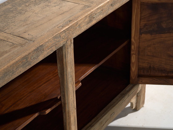 Antique sideboard in elm with two doors – China, circa 1950 – Sideboard cabinet (photo 40 of 40)