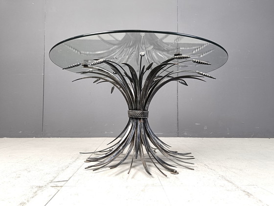 Image 1 of Vintage Metal Sheaf Of Wheat Coco Chanel Side Table