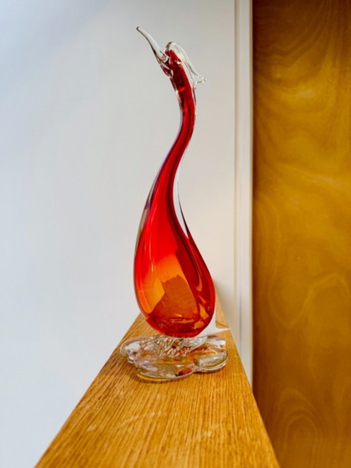 Antonio Da Ros Grand Oiseau Sommerso En Verre De Murano C1960s