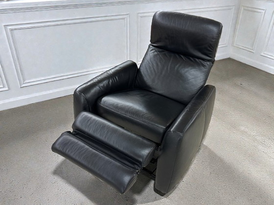 Image 1 of W. Schilling Ergoline – Lujoso sillón reclinable de cuero negro
