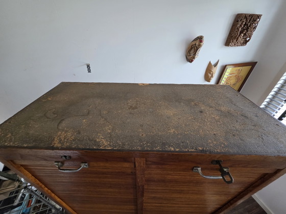 Antiker Eichenholz Doppel-Rollladenschrank / Notar-Archivschrank (Ca. 1930er/50er Jahre) (photo 8 of 8)